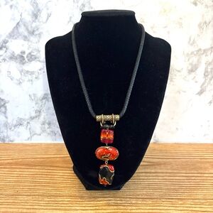 Chico’s Black and Red Glass Beaded Necklace